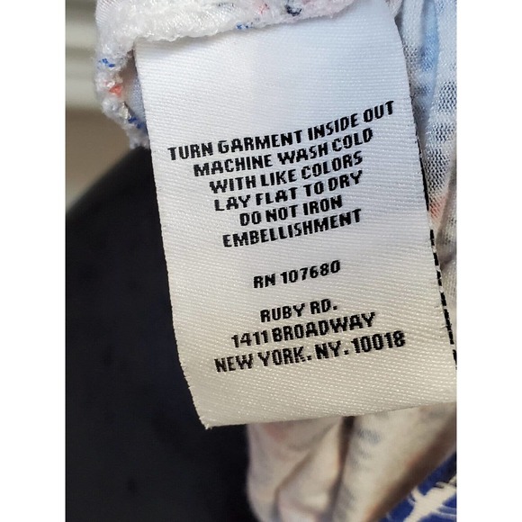 Ruby Rd. Women's Blue Rayon Round Neck Short Sleeve Casual Top Blouse Size PL - Picture 10 of 11